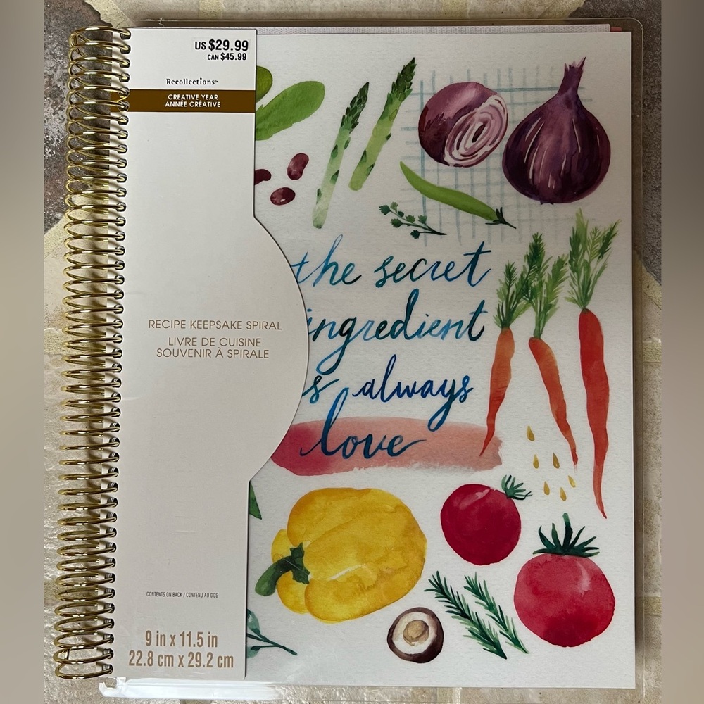 Recollections Recipe Keepsake Spiral - White with Colorful Vegetables